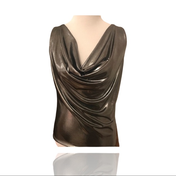 Tart Tops - Tart silver metallic dressy cowl neck tank top